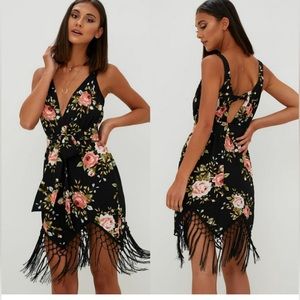 floral fringe dress